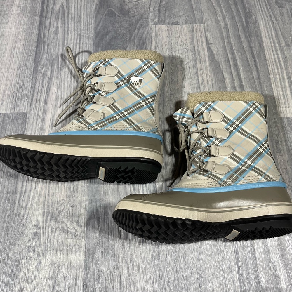 Sorel Grey, Biege, Light Blue and Black Fur-Lined Boots; 8 Women’s - Picture 4 of 12